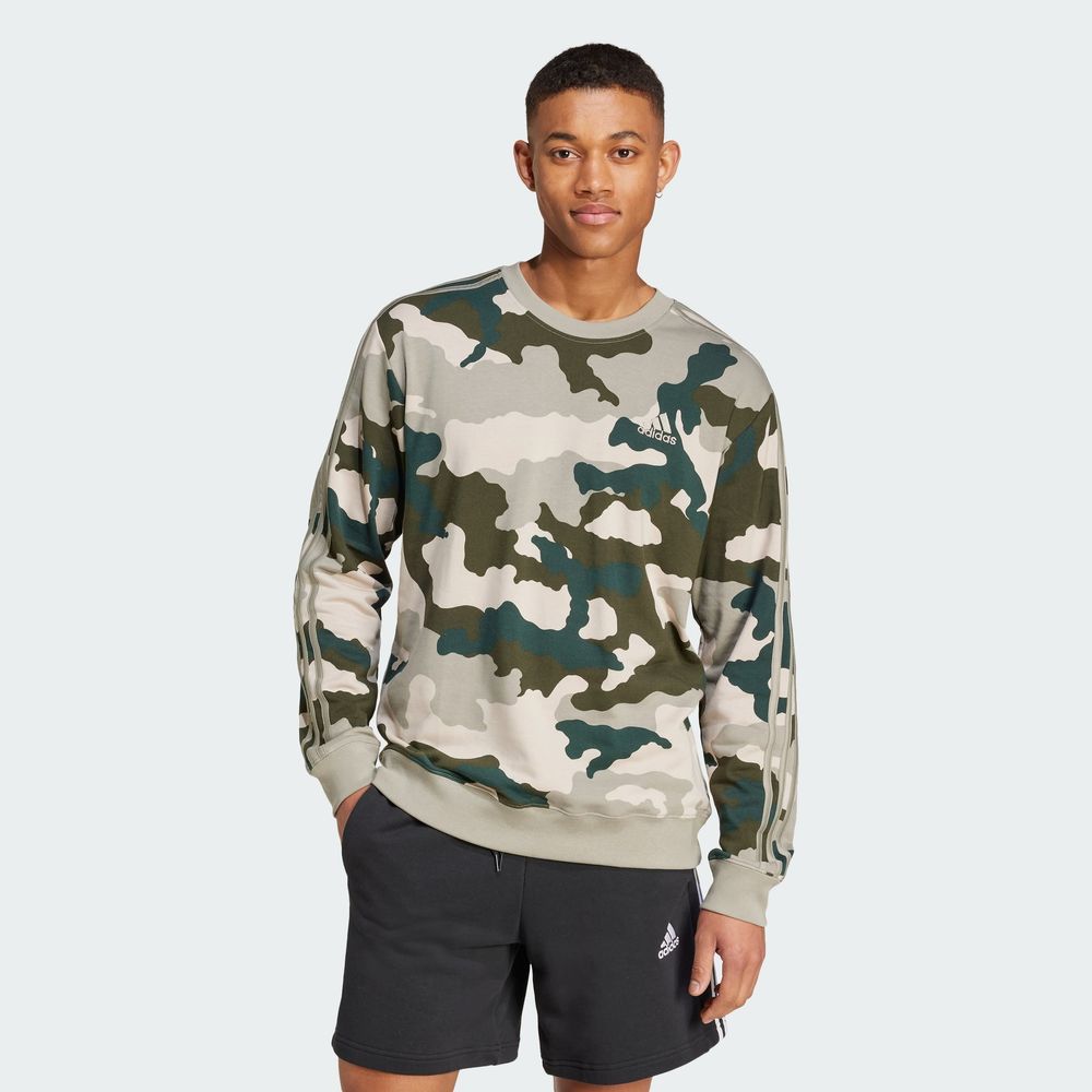 Foto 5 pulgar | Sudadera Seasonal Essentials Camouflage Adidas Verde Hombre