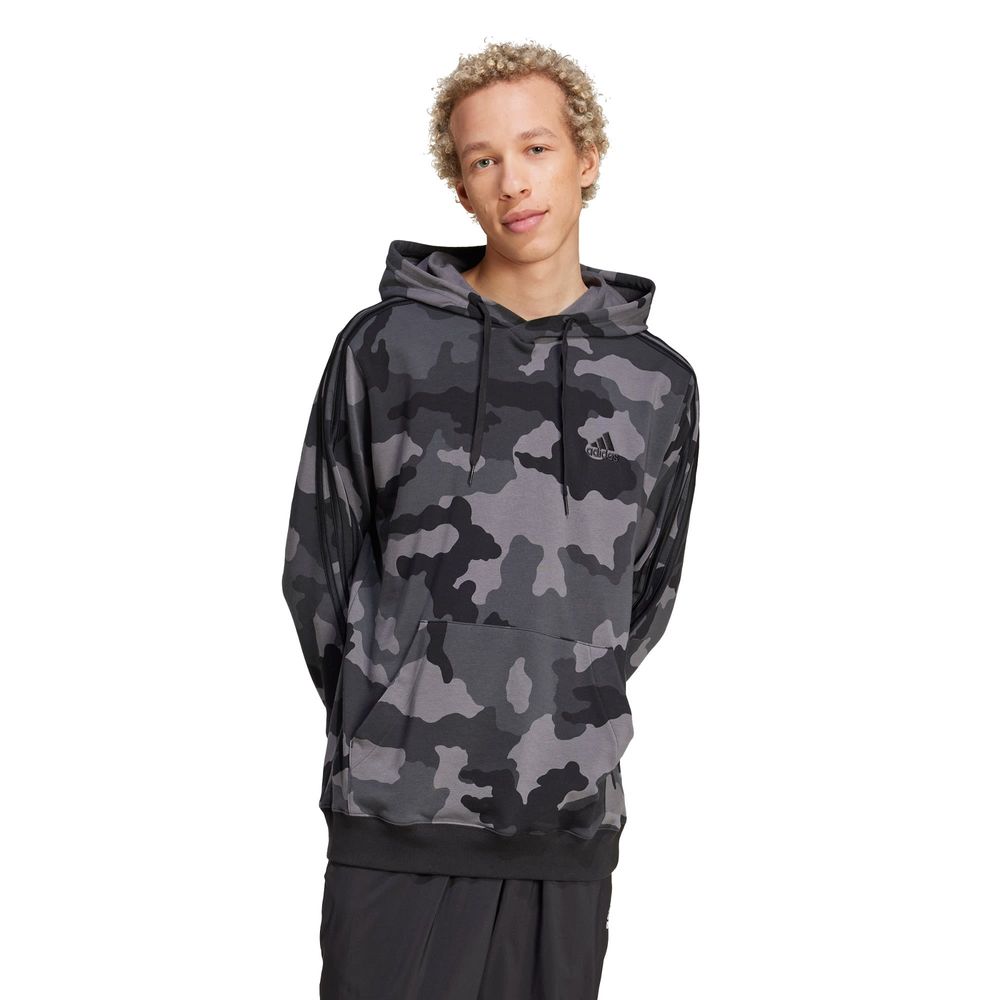 Foto 3 pulgar | Sudadera Con Gorro Seasonal Essentials Camouflage Adidas Negro Hombre