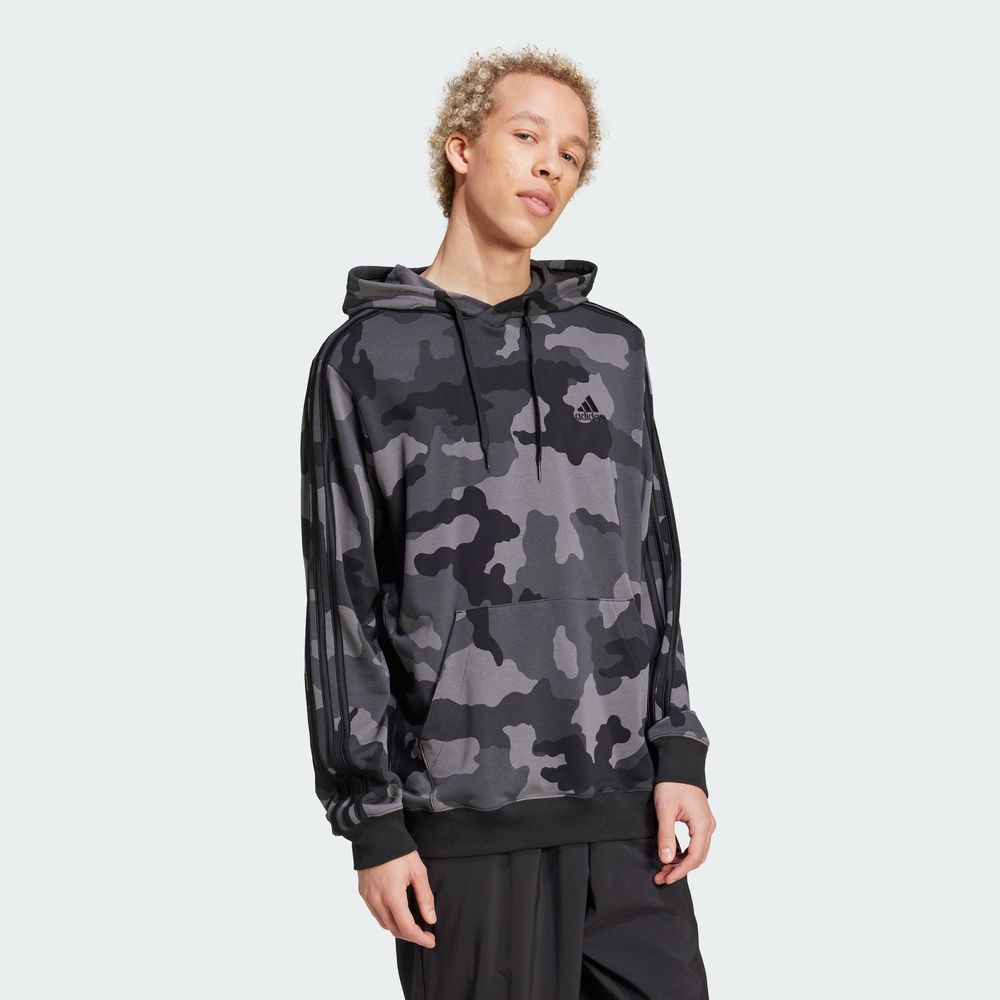 Foto 7 pulgar | Sudadera Con Gorro Seasonal Essentials Camouflage Adidas Negro Hombre