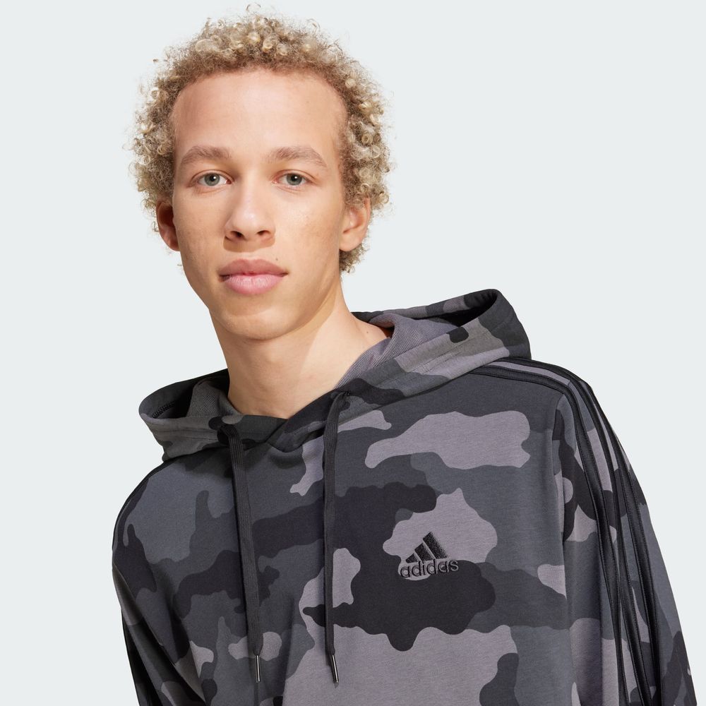 Foto 8 pulgar | Sudadera Con Gorro Seasonal Essentials Camouflage Adidas Negro Hombre