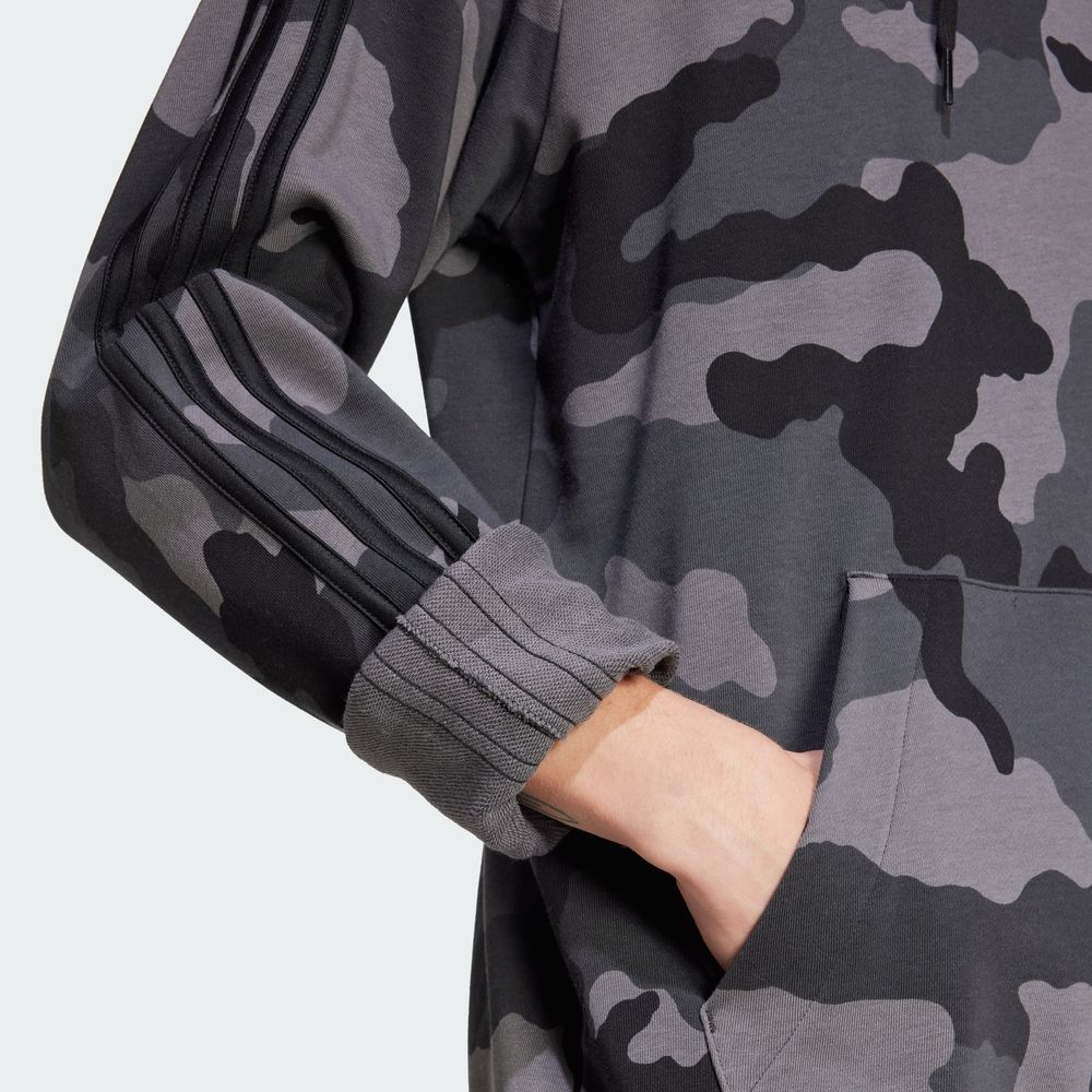 Foto 9 pulgar | Sudadera Con Gorro Seasonal Essentials Camouflage Adidas Negro Hombre