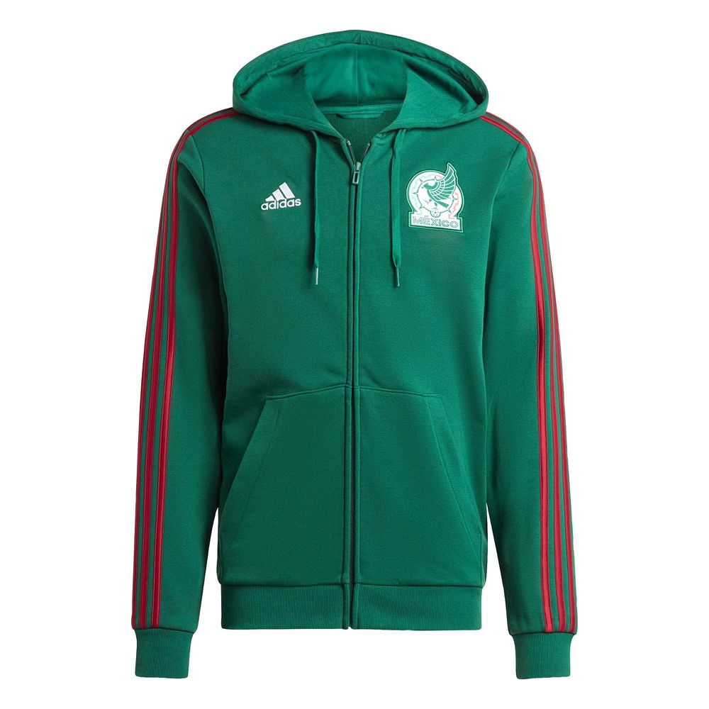 Foto 2 pulgar | Sudadera Con Gorro Adn México Cierre Frontal Adidas Verde Hombre