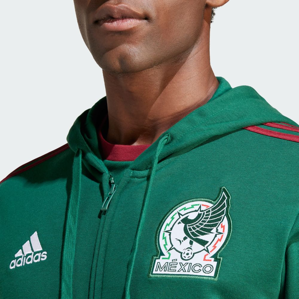 Foto 9 pulgar | Sudadera Con Gorro Adn México Cierre Frontal Adidas Verde Hombre