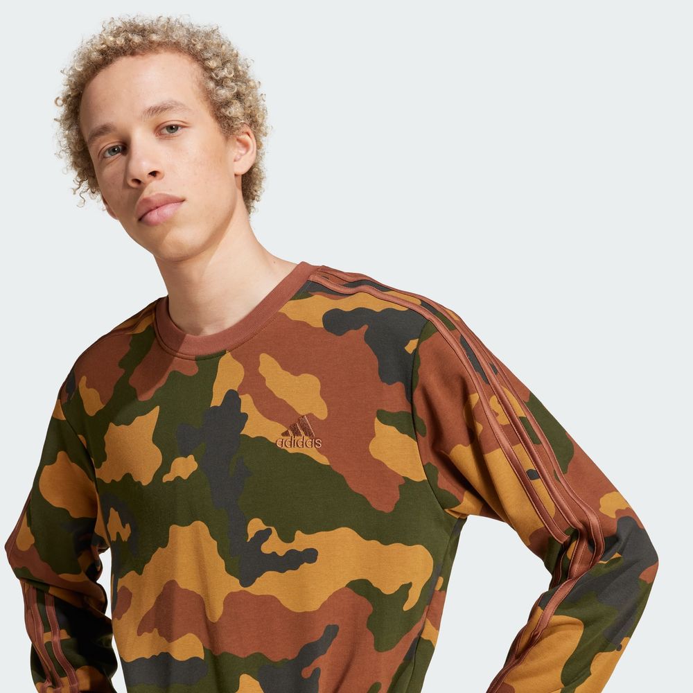 Foto 8 pulgar | Sudadera Seasonal Essentials Camouflage Adidas Café Hombre