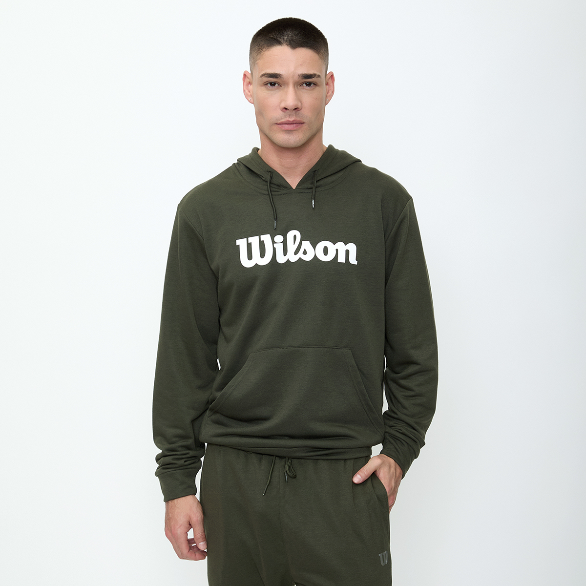 Foto 1 | Sudadera Estampada Wilson Con Gorro French Terry Para Hombre