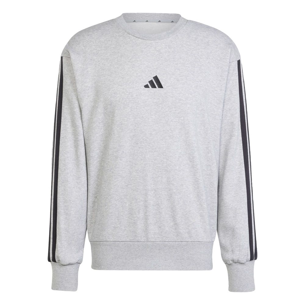 Sudadera Essentials 3 Franjas Felpa Francesa Adidas Gris Hombre