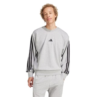 Foto 2 | Sudadera Essentials 3 Franjas Felpa Francesa Adidas Gris Hombre