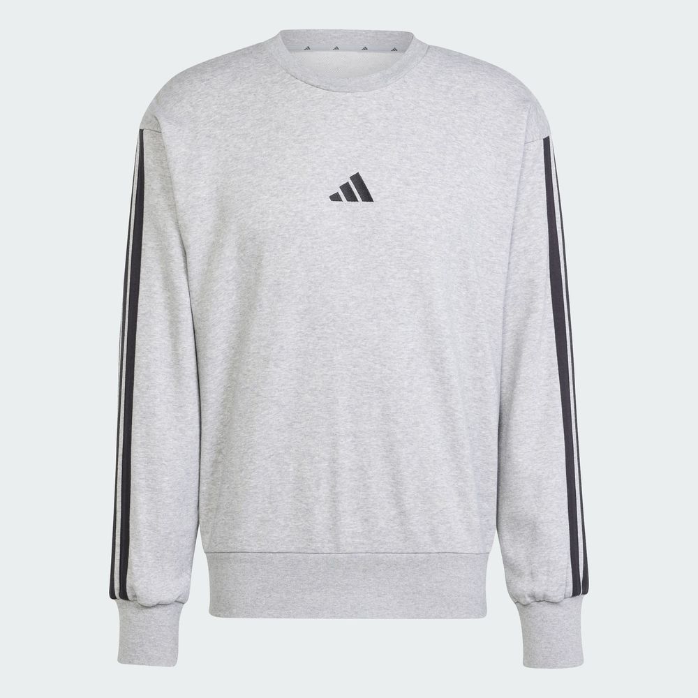 Foto 3 | Sudadera Essentials 3 Franjas Felpa Francesa Adidas Gris Hombre