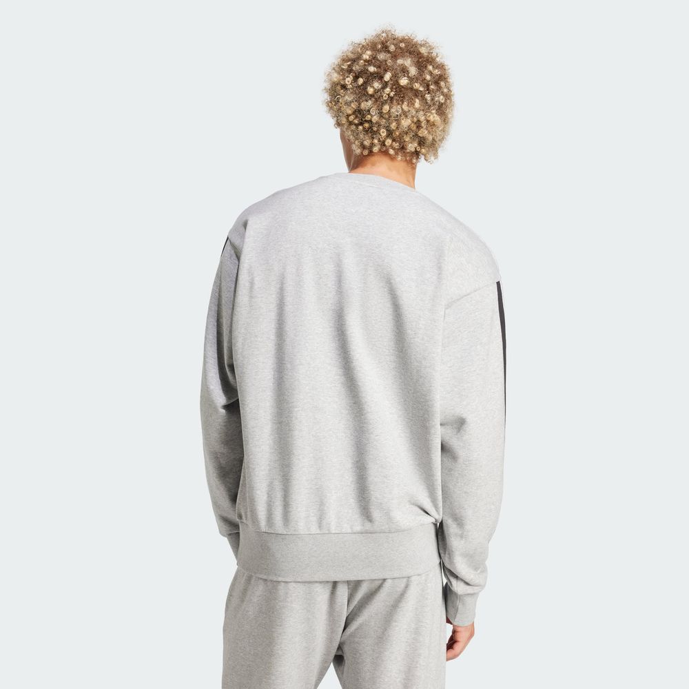 Foto 4 | Sudadera Essentials 3 Franjas Felpa Francesa Adidas Gris Hombre