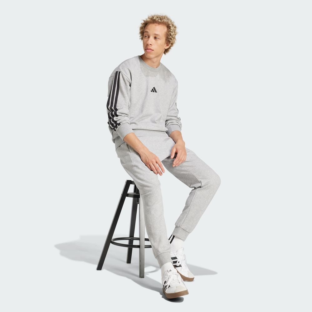 Foto 5 | Sudadera Essentials 3 Franjas Felpa Francesa Adidas Gris Hombre