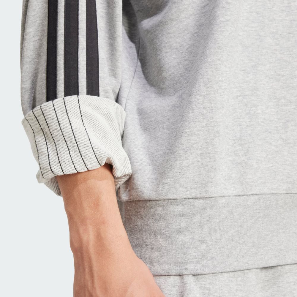 Foto 6 | Sudadera Essentials 3 Franjas Felpa Francesa Adidas Gris Hombre