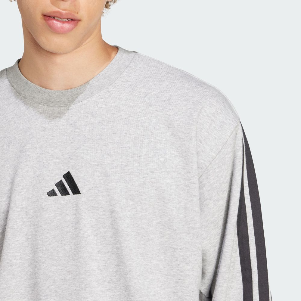 Foto 7 | Sudadera Essentials 3 Franjas Felpa Francesa Adidas Gris Hombre
