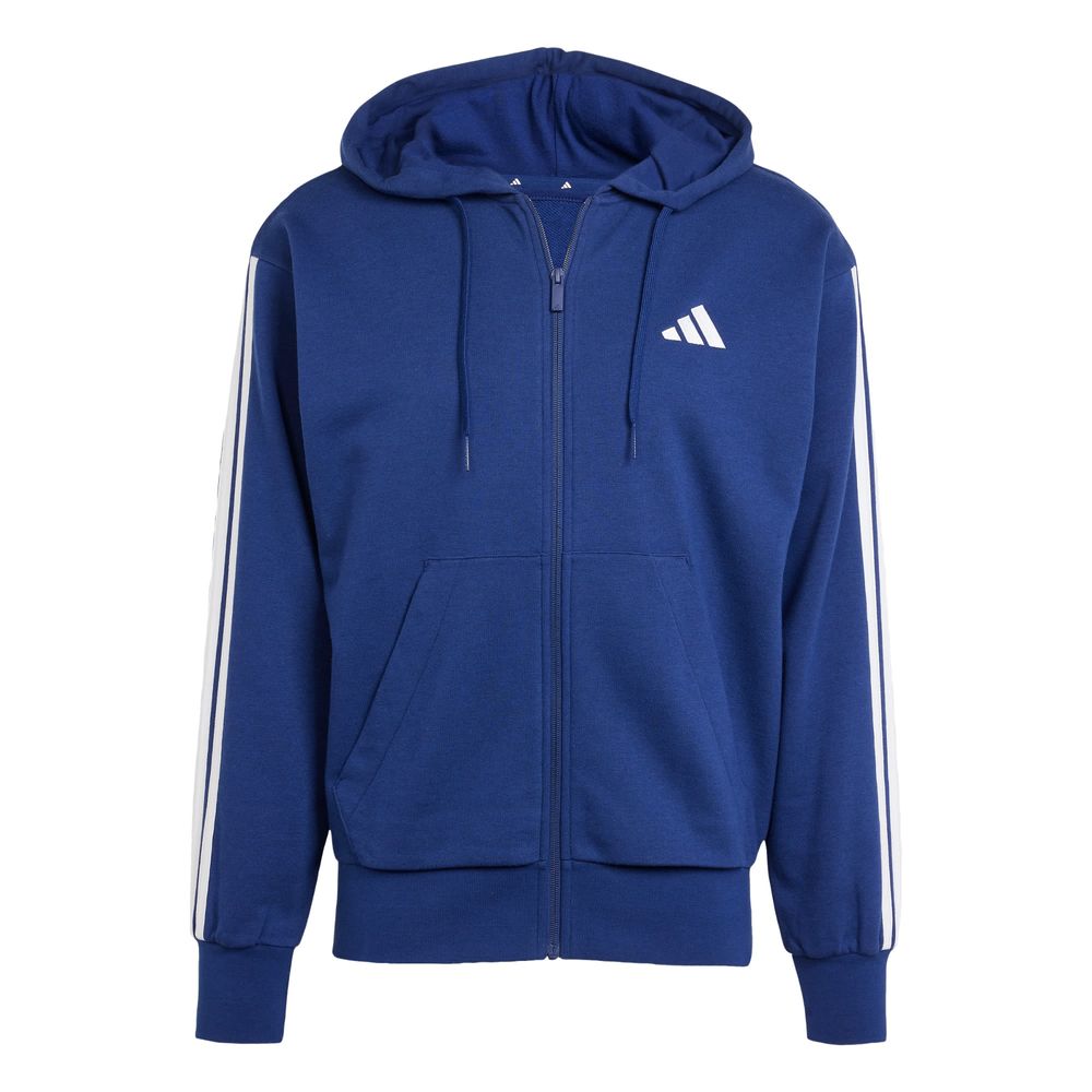 Foto 1 | Sudadera Con Gorro Essentials 3 Franjas Felpa Francesa Adidas Azul Hombre