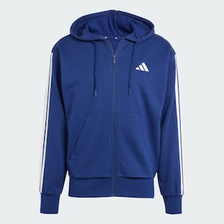 Foto 3 | Sudadera Con Gorro Essentials 3 Franjas Felpa Francesa Adidas Azul Hombre