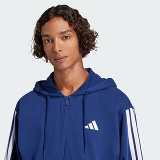 Foto 7 | Sudadera Con Gorro Essentials 3 Franjas Felpa Francesa Adidas Azul Hombre