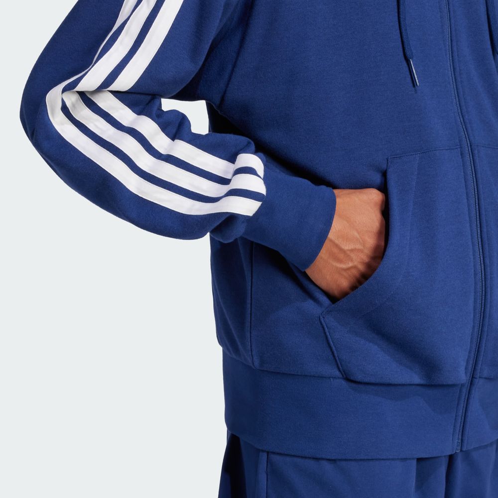 Foto 9 pulgar | Sudadera Con Gorro Essentials 3 Franjas Felpa Francesa Adidas Azul Hombre
