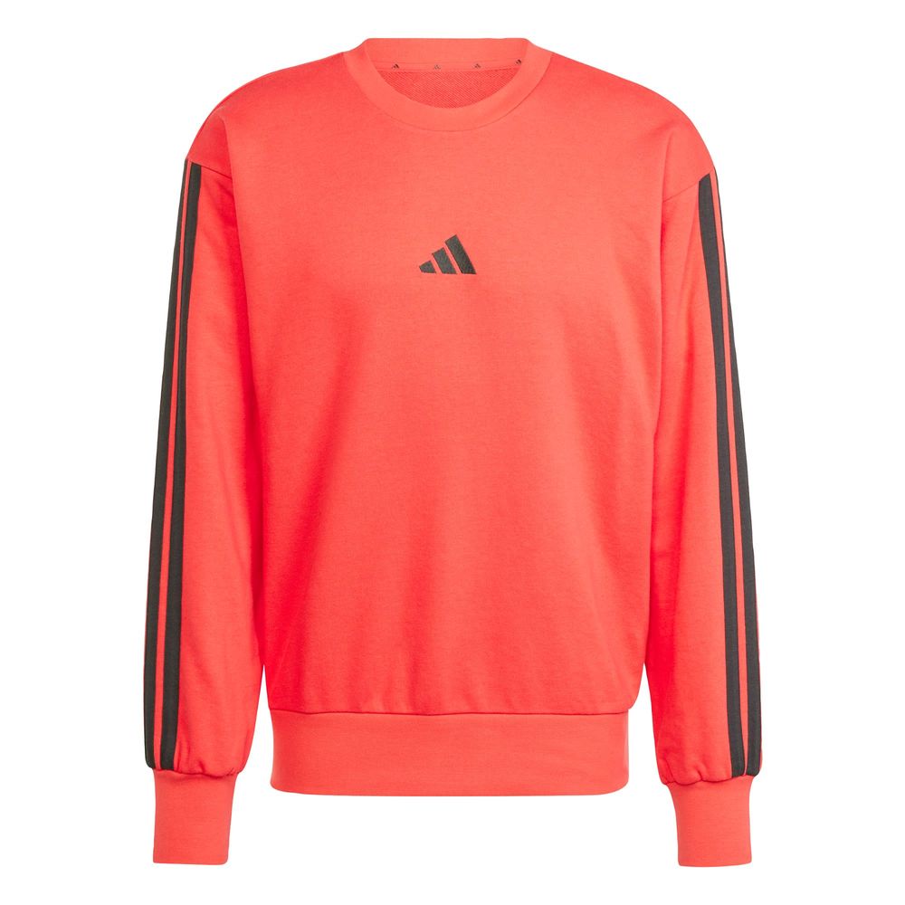 Sudadera Essentials 3 Franjas Felpa Francesa Adidas Rojo Hombre