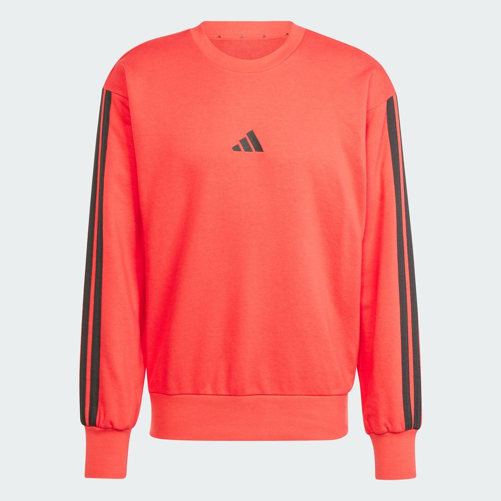 Foto 3 | Sudadera Essentials 3 Franjas Felpa Francesa Adidas Rojo Hombre