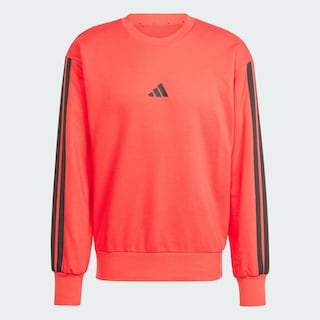 Foto 3 | Sudadera Essentials 3 Franjas Felpa Francesa Adidas Rojo Hombre