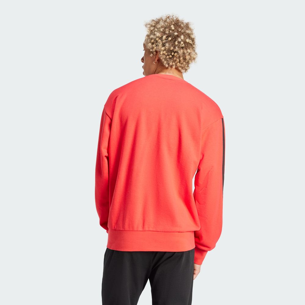 Foto 4 | Sudadera Essentials 3 Franjas Felpa Francesa Adidas Rojo Hombre