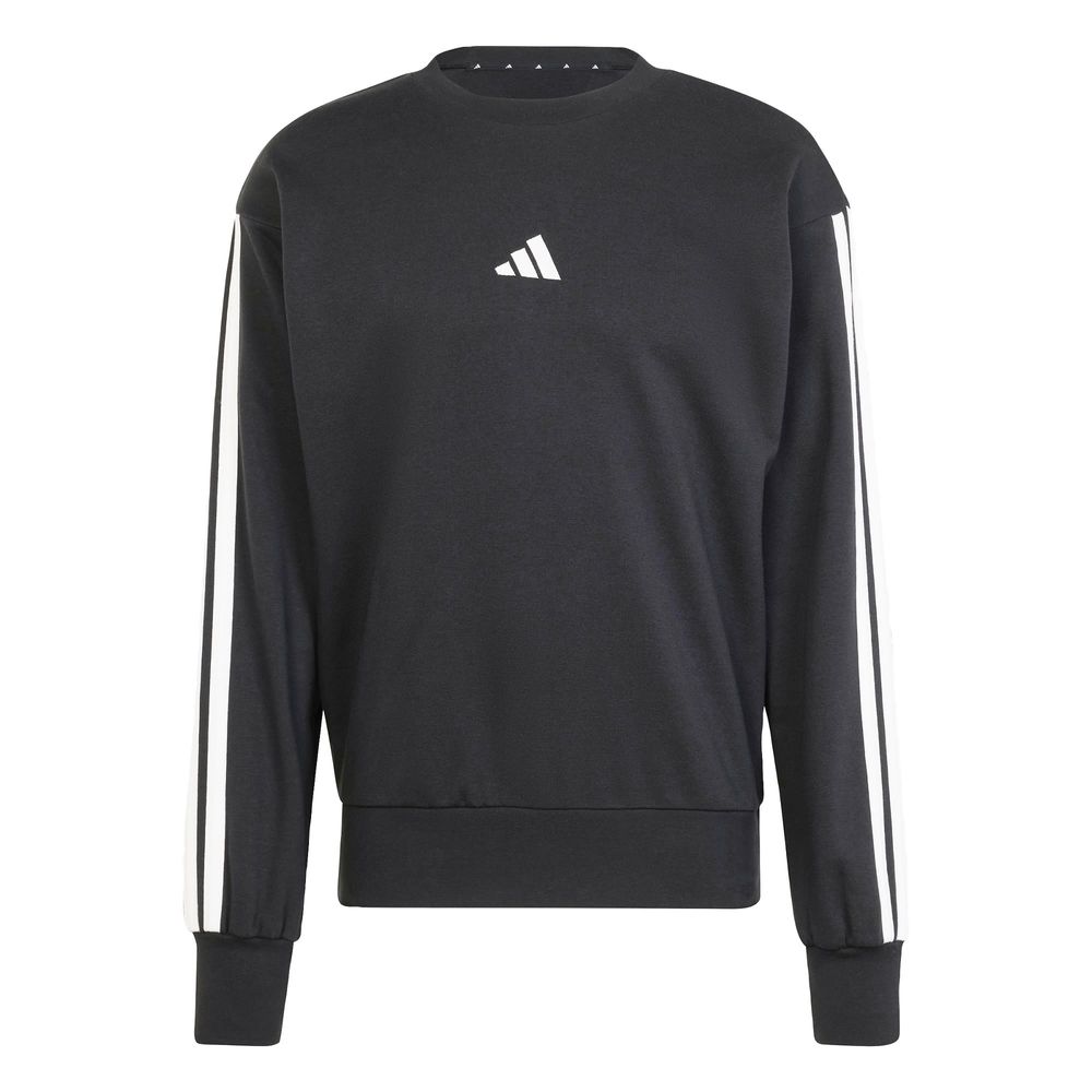 Sudadera Essentials 3 Franjas Felpa Francesa Adidas Negro Hombre