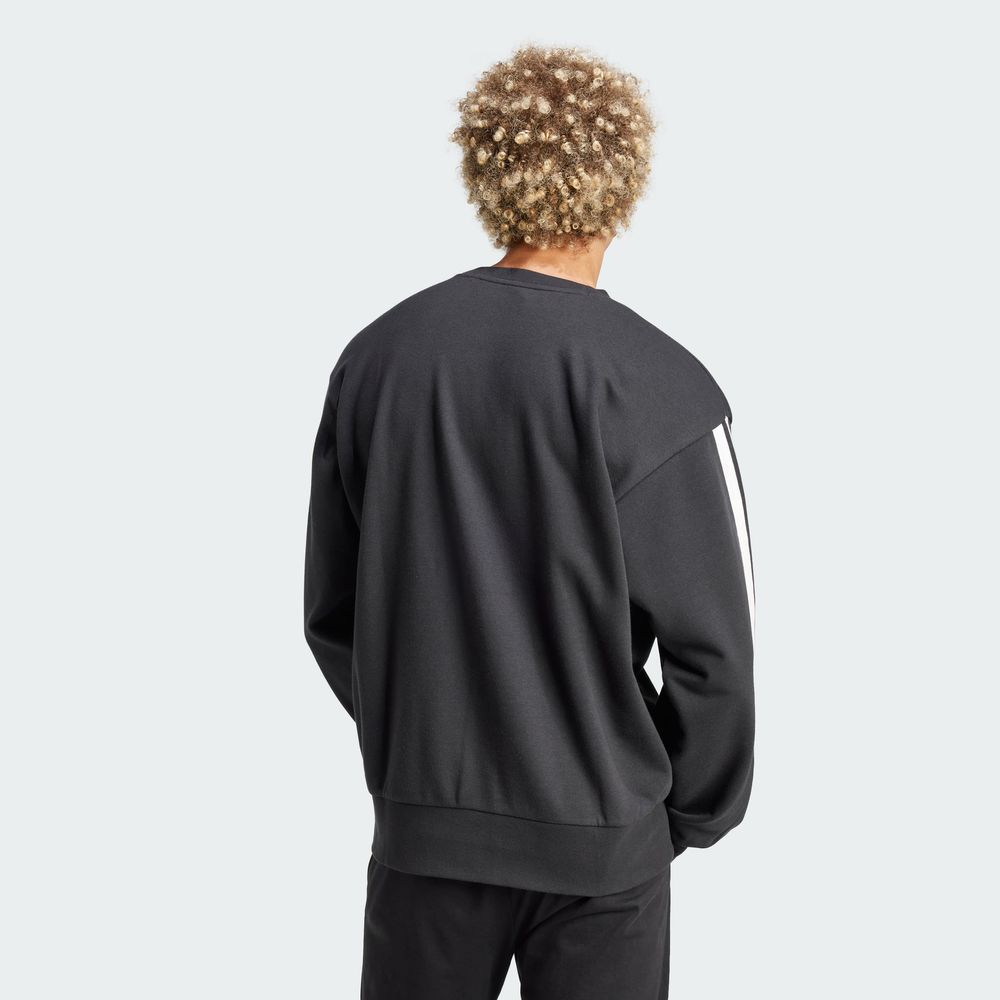 Foto 4 | Sudadera Essentials 3 Franjas Felpa Francesa Adidas Negro Hombre