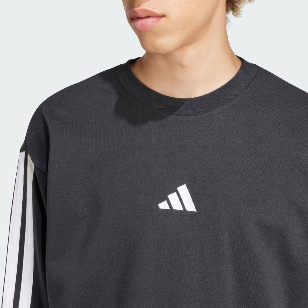 Foto 7 | Sudadera Essentials 3 Franjas Felpa Francesa Adidas Negro Hombre