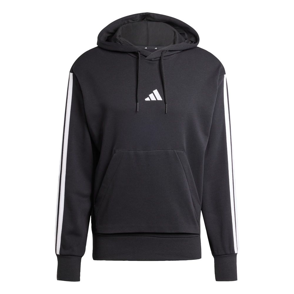 Foto 2 pulgar | Sudadera con Capucha Essentials 3 Tiras Felpa Francesa Adidas Negro para Hombre