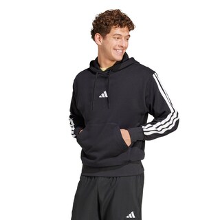 Foto 2 | Sudadera con Capucha Essentials 3 Tiras Felpa Francesa Adidas Negro para Hombre
