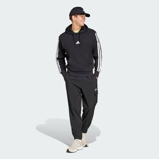 Foto 6 | Sudadera con Capucha Essentials 3 Tiras Felpa Francesa Adidas Negro para Hombre