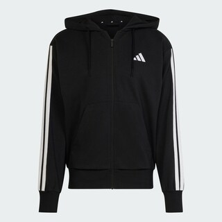 Foto 3 | Sudadera con Gorro Essentials 3 Franjas Felpa Francesa Adidas Negro para Hombre