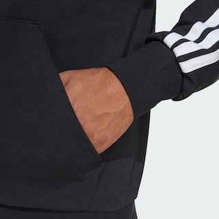 Foto 7 | Sudadera con Gorro Essentials 3 Franjas Felpa Francesa Adidas Negro para Hombre
