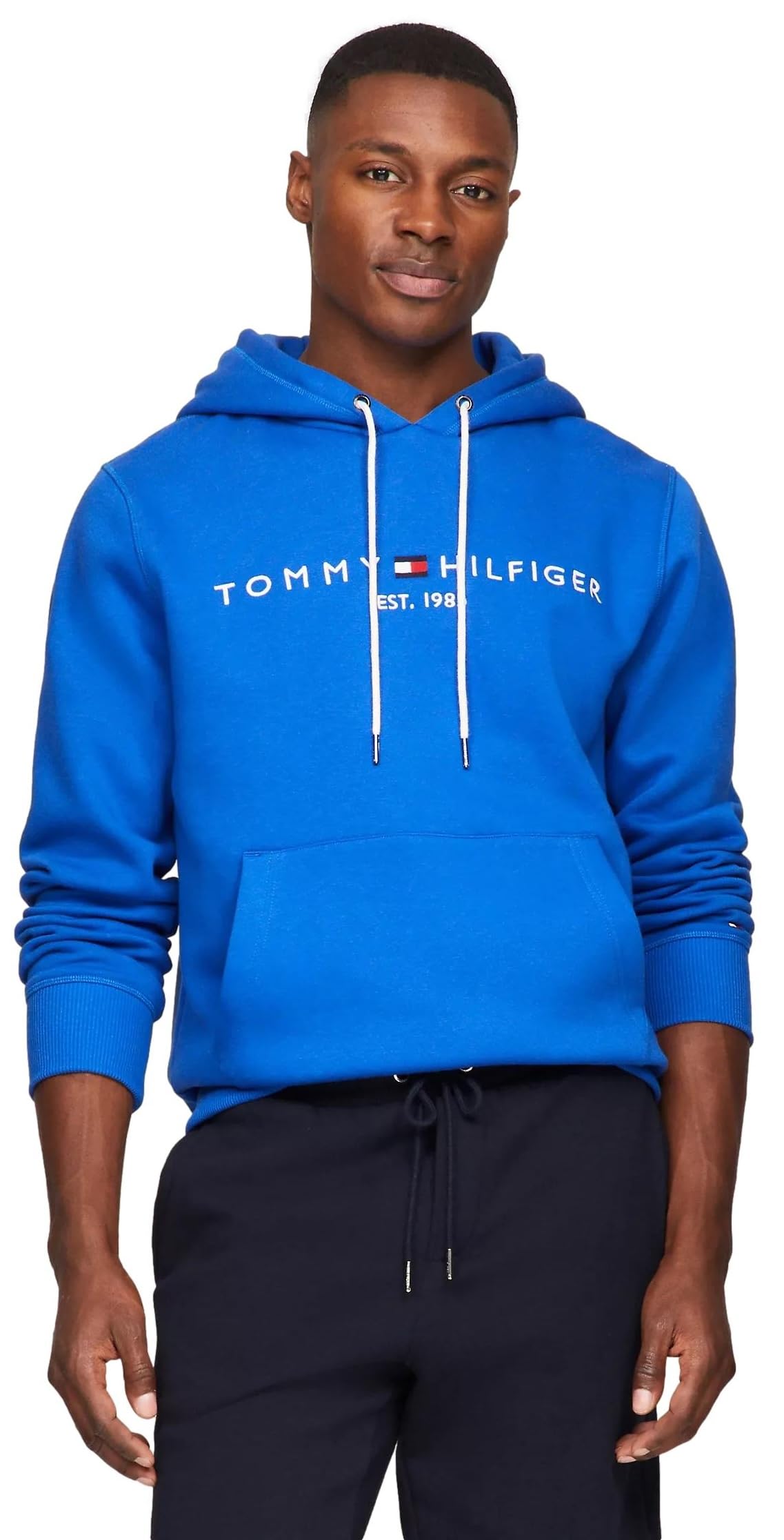 Foto 1 | Sudadera con Capucha Tommy Hilfiger Logo Bordado Azul para Hombre - Venta Internacional