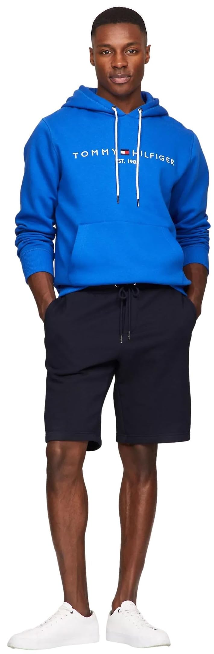 Foto 3 pulgar | Sudadera con Capucha Tommy Hilfiger Logo Bordado Azul para Hombre - Venta Internacional