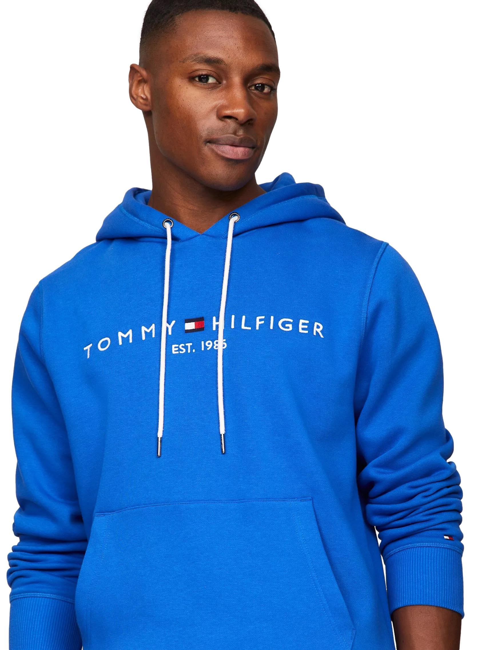 Foto 3 | Sudadera con Capucha Tommy Hilfiger Logo Bordado Azul para Hombre - Venta Internacional