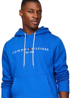 Foto 3 | Sudadera con Capucha Tommy Hilfiger Logo Bordado Azul para Hombre - Venta Internacional