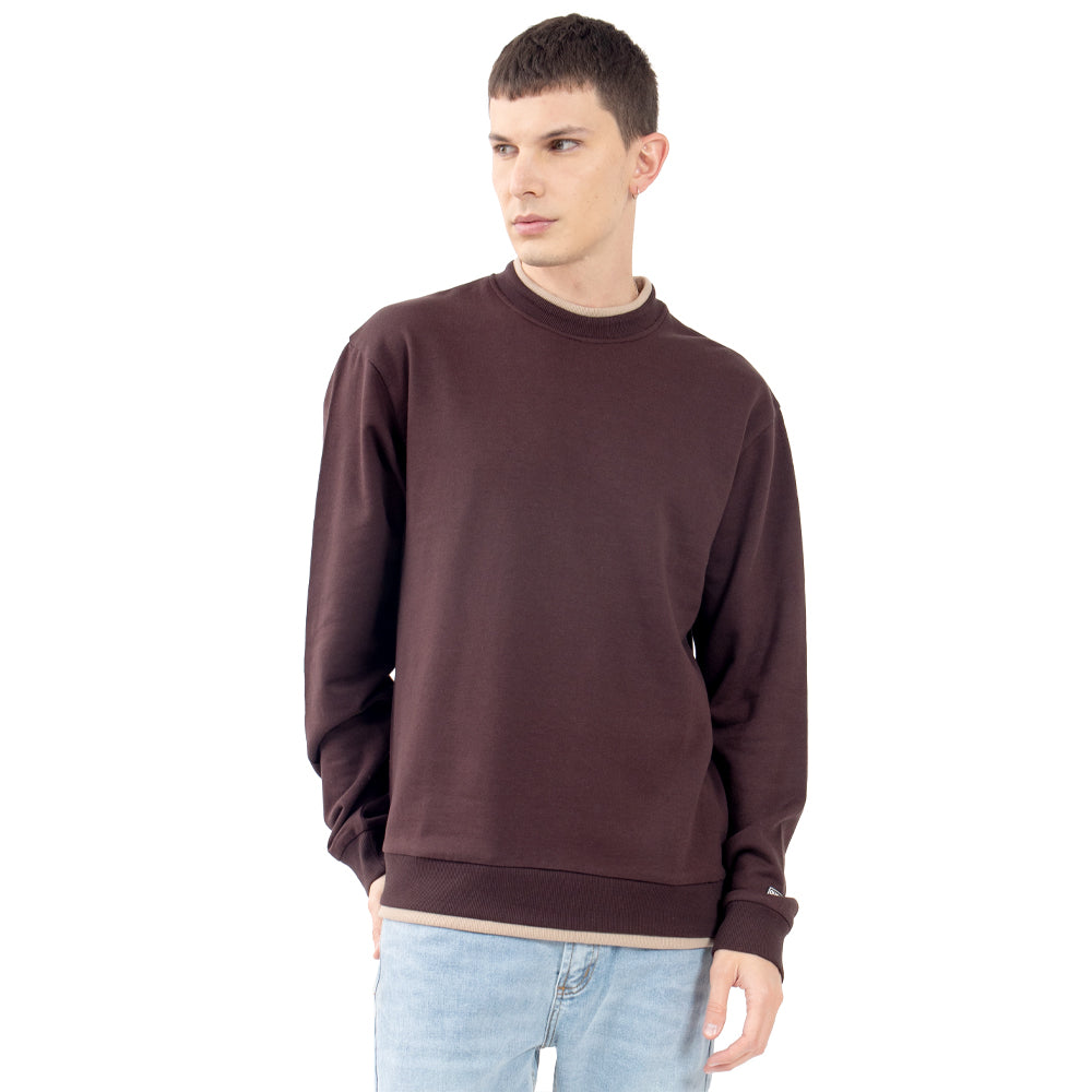 Sudadera Para Hombre Doble Cuello Lisa Quarry Color Café