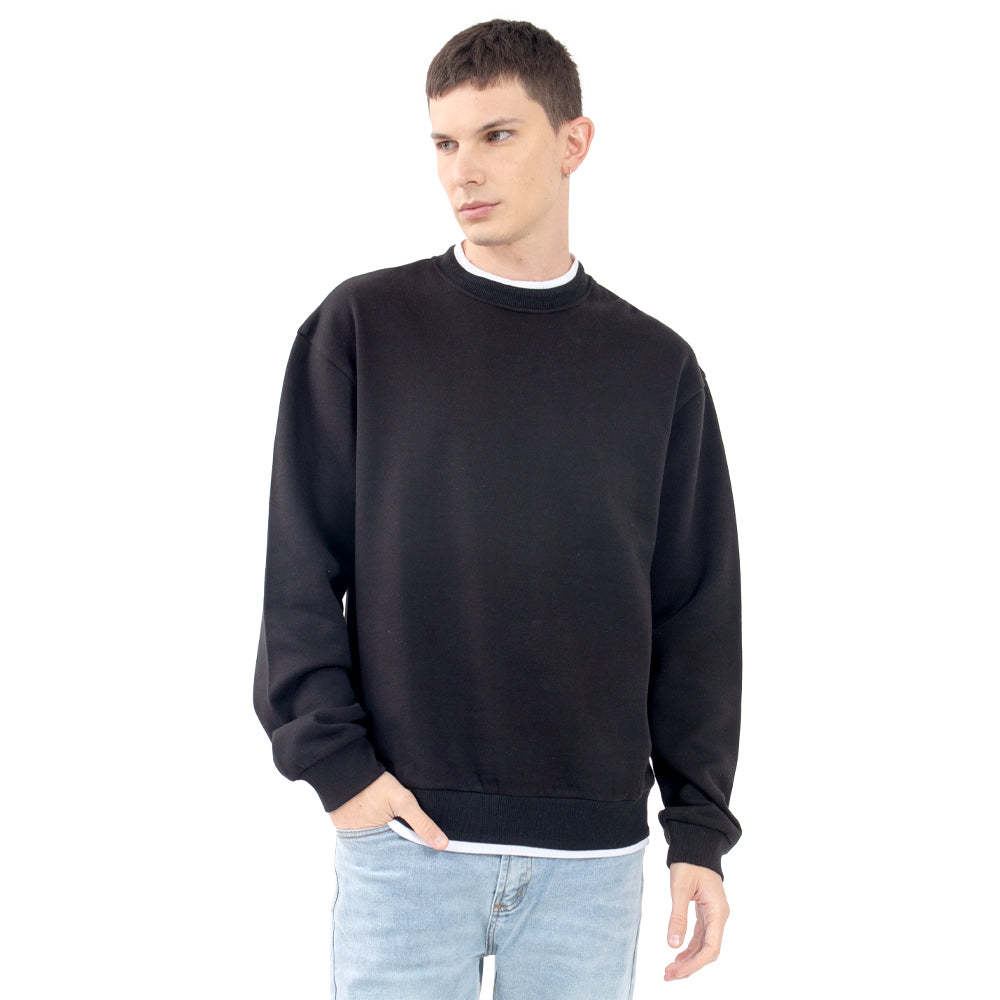 Sudadera Para Hombre Doble Cuello Lisa Quarry Color Negro