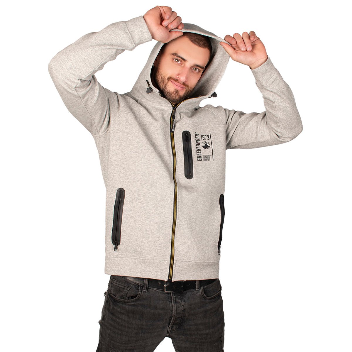 Foto 2 pulgar | Sudadera Greenlander Con Capucha Cierre Completo Y Bolsillos Con Cremallera Casual Para Hombre