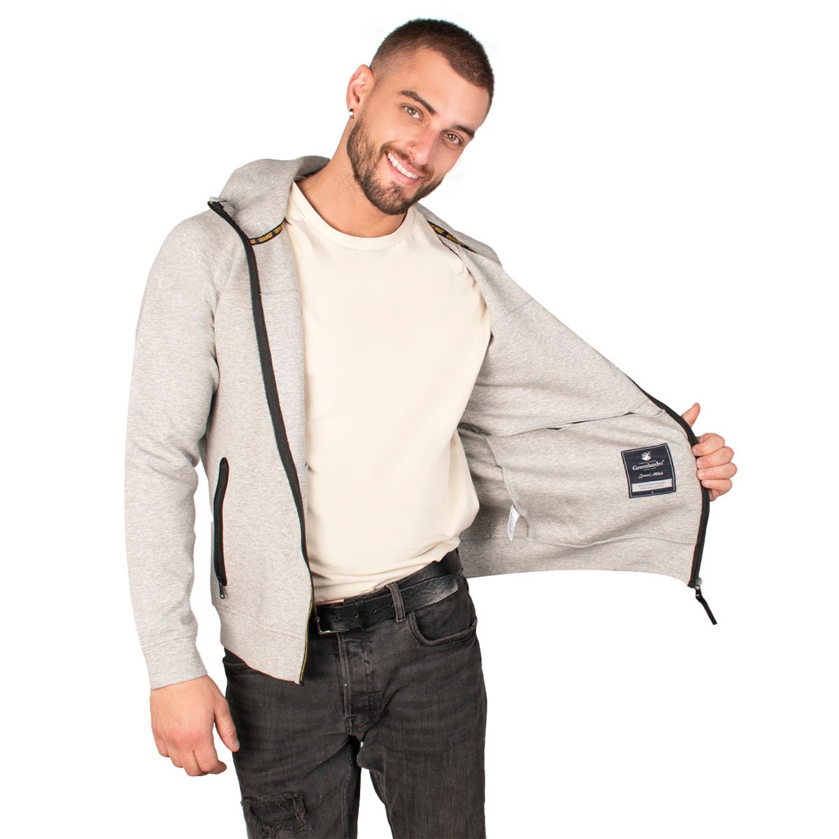 Foto 3 pulgar | Sudadera Greenlander Con Capucha Cierre Completo Y Bolsillos Con Cremallera Casual Para Hombre