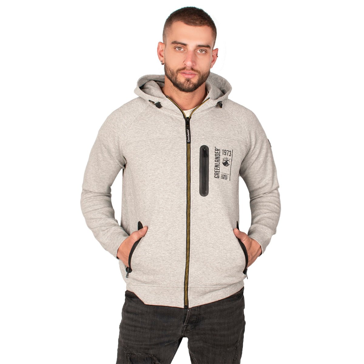 Foto 4 pulgar | Sudadera Greenlander Con Capucha Cierre Completo Y Bolsillos Con Cremallera Casual Para Hombre