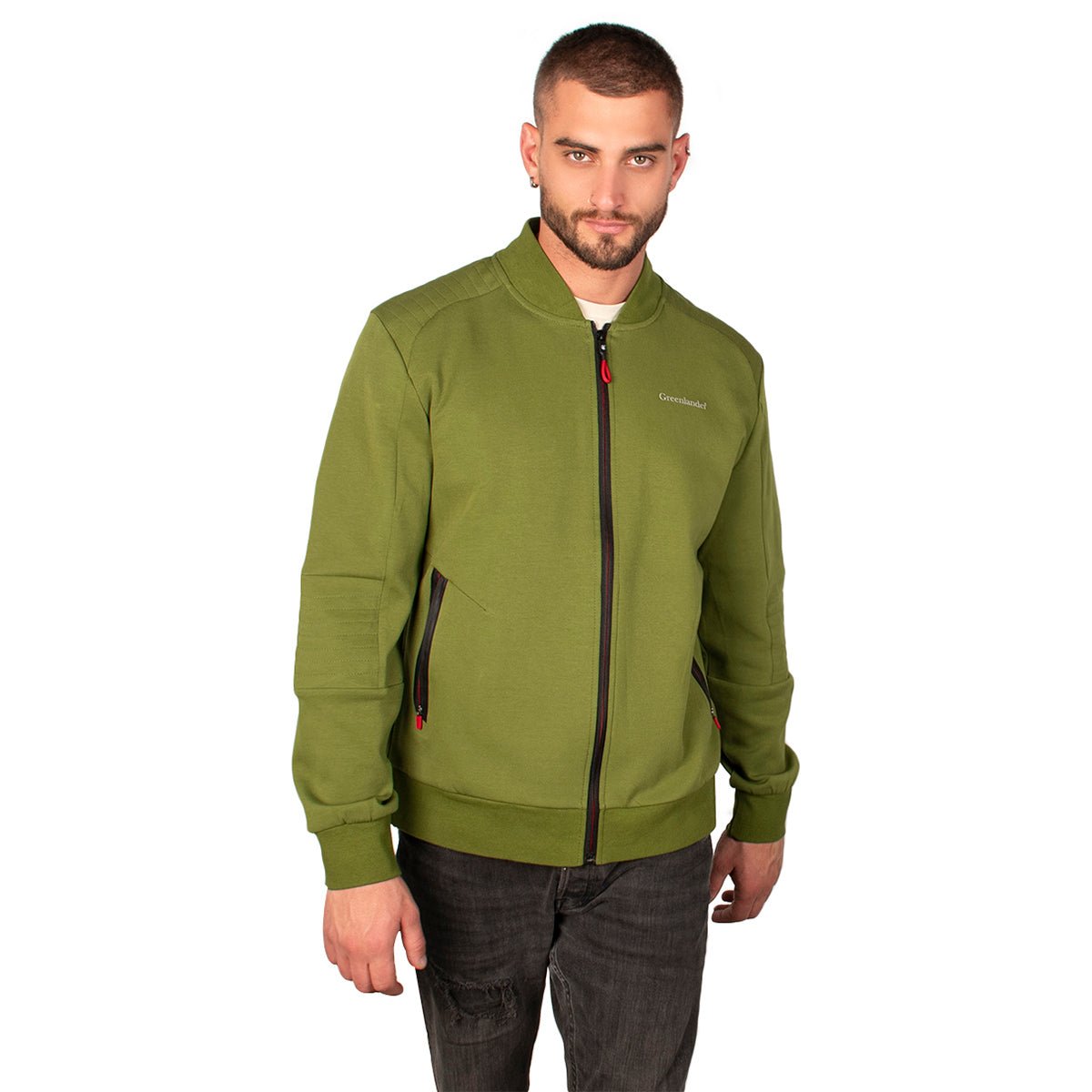 Foto 2 pulgar | Chamarra Greenlander Casual Con Cierre Estilo Deportivo Con Detalles Rojos Para Hombre