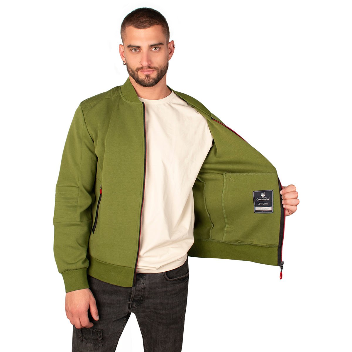 Foto 3 pulgar | Chamarra Greenlander Casual Con Cierre Estilo Deportivo Con Detalles Rojos Para Hombre