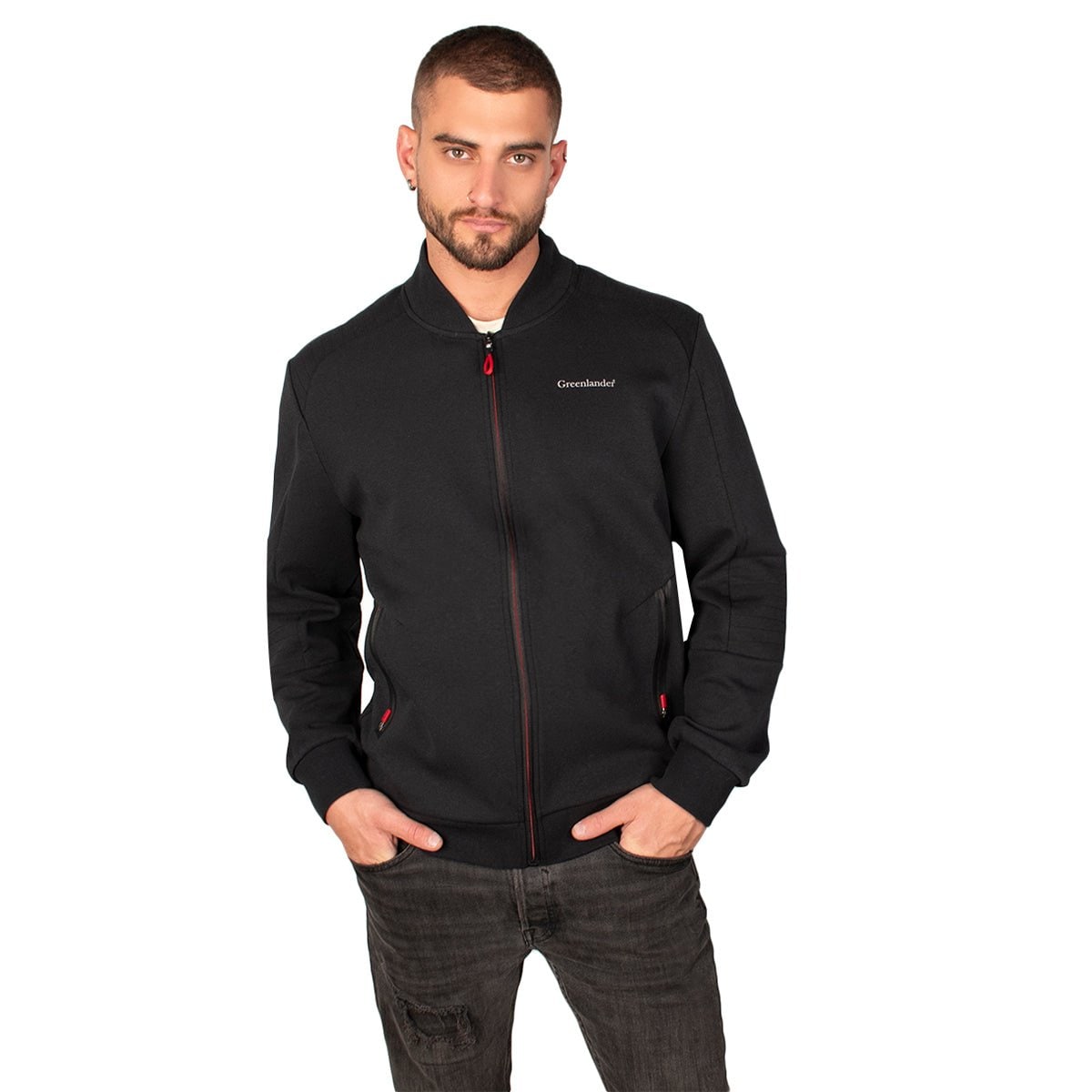 Chamarra Greenlander Casual Con Cierre Estilo Deportivo Con Detalles Rojos Para Hombre $1,199