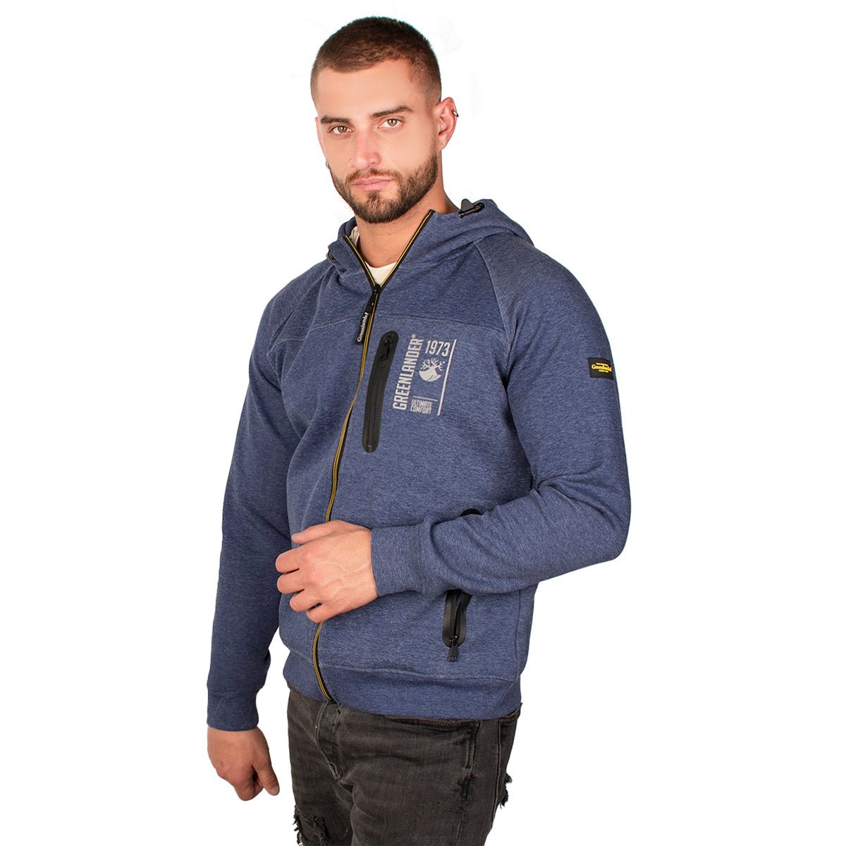 Sudadera Greenlander Con Capucha Cierre Completo Y Bolsillos Con Cremallera Casual Para Hombre
