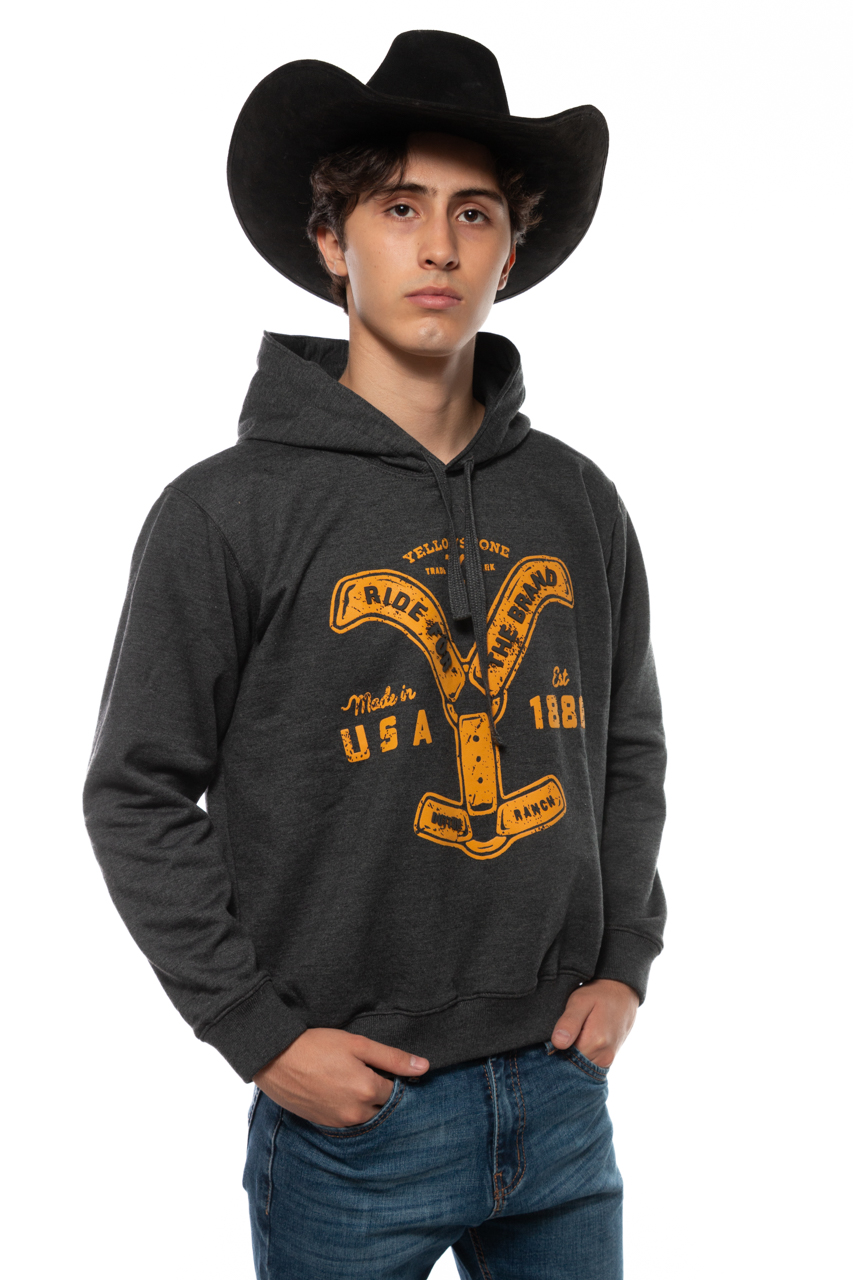 Foto 2 pulgar | Hoodie Yellowstone Ride The Brand Gris Oxford
