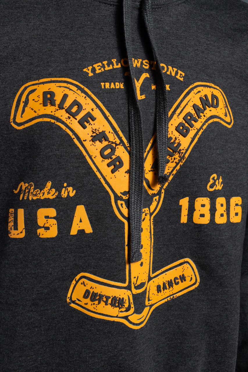 Foto 7 pulgar | Hoodie Yellowstone Ride The Brand Gris Oxford