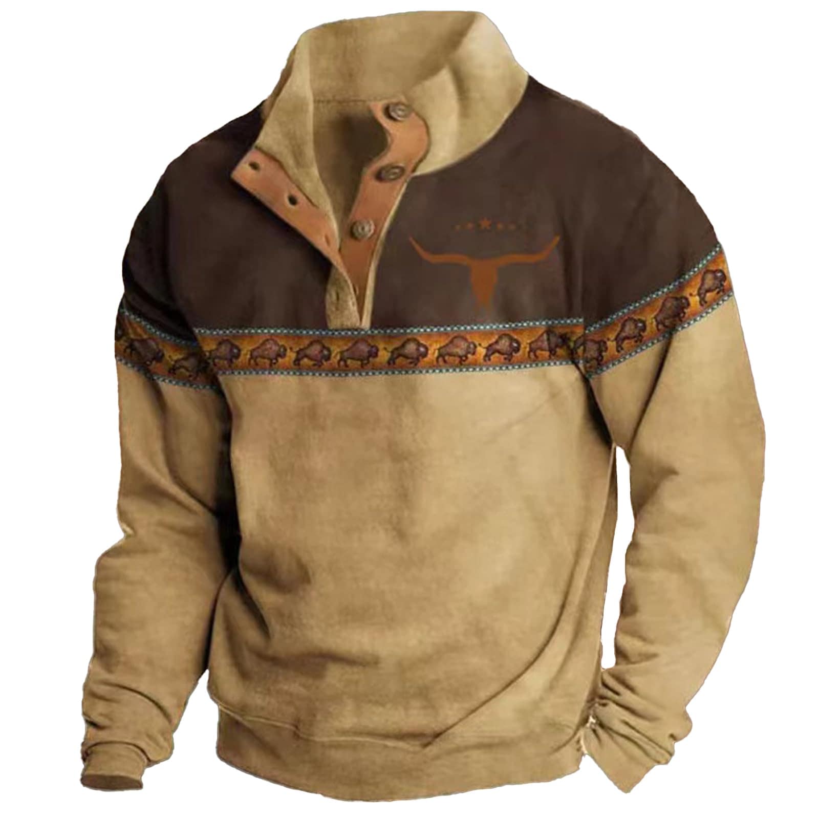 Sudadera Zocavia Para Hombre, Estilo Western Azteca, Color Marrón, Talla Xl - Venta Internacional. $733