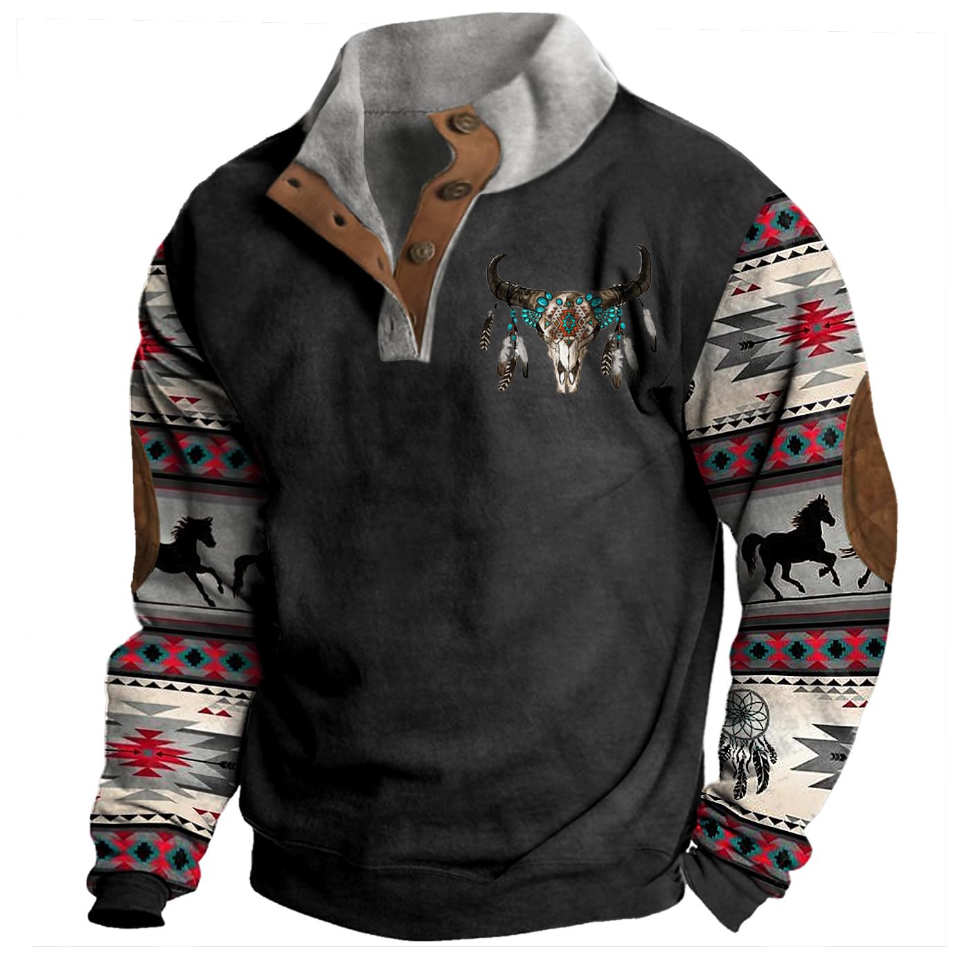 Foto 2 pulgar | Sudadera Zocavia Western Aztec Para Hombre Gris Oscuro Talla Xl - Venta Internacional.