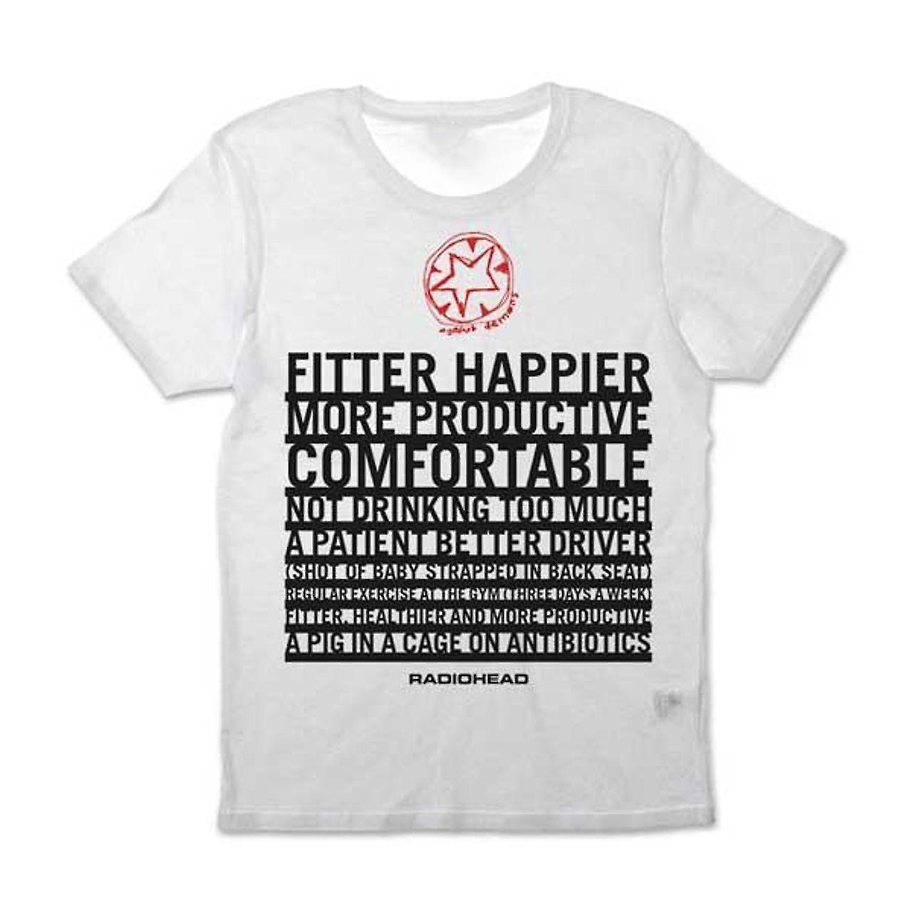 Foto 2 pulgar | Camiseta Radiohead Fitter Happier Para Hombre Blanca - Venta Internacional.